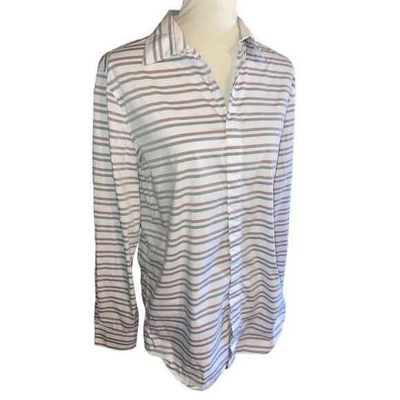 Perry Ellis Slim Fit Stretch Long Sleeve Striped Multi-Color Button Down Shirt S - Picture 7 of 8